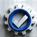 गुणवत्ता का प्रतीक - चेक मार्क के साथ गियर